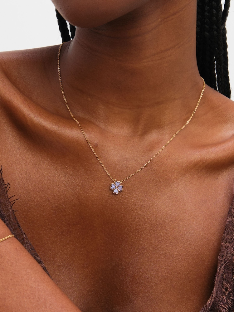 Jon Richard Purple Gold Tone Clover Heart Pendant Necklace - Image 1 of 1