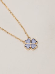 Jon Richard Purple Gold Tone Clover Heart Pendant Necklace - Image 4 of 5