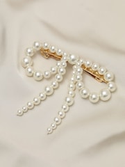 Jon Richard Gold Pearl Bow Hair Clip - Image 1 of 1