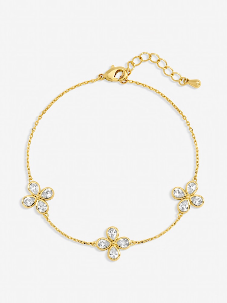 Jon Richard Gold Tone Crystal Delicate Flower Bracelet - Image 1 of 3