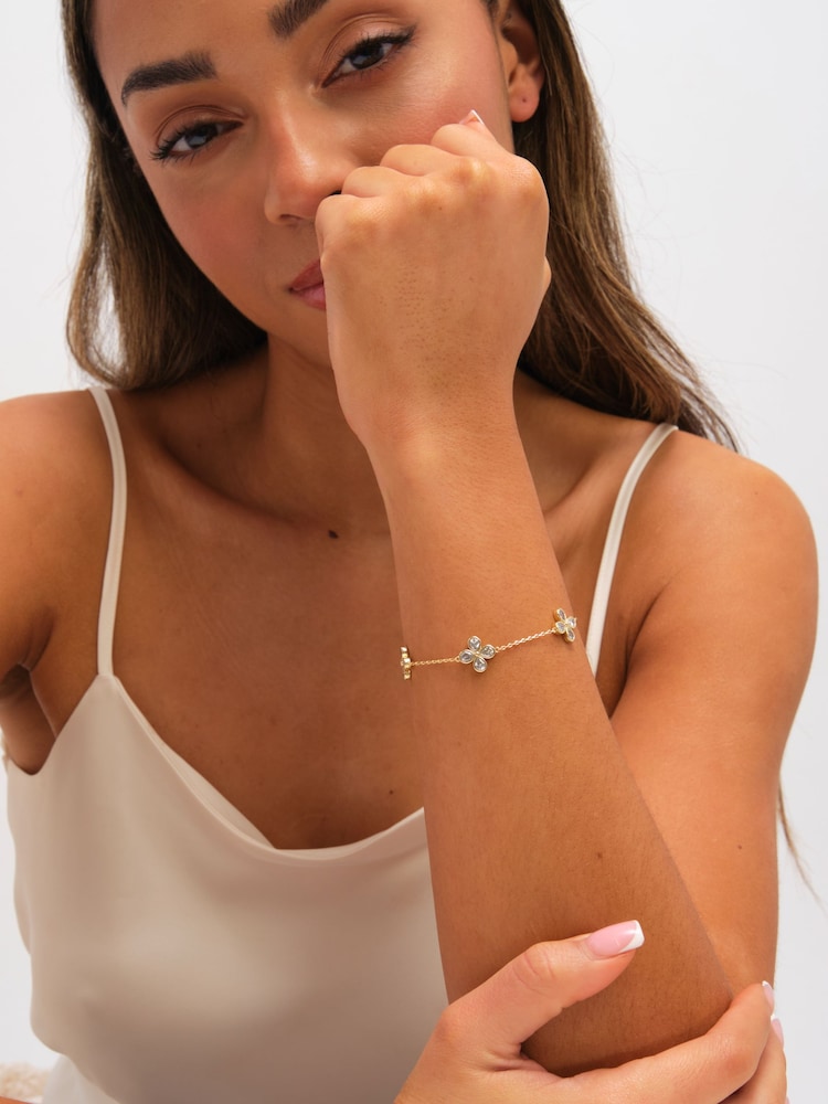 Jon Richard Gold Tone Crystal Delicate Flower Bracelet - Image 2 of 3