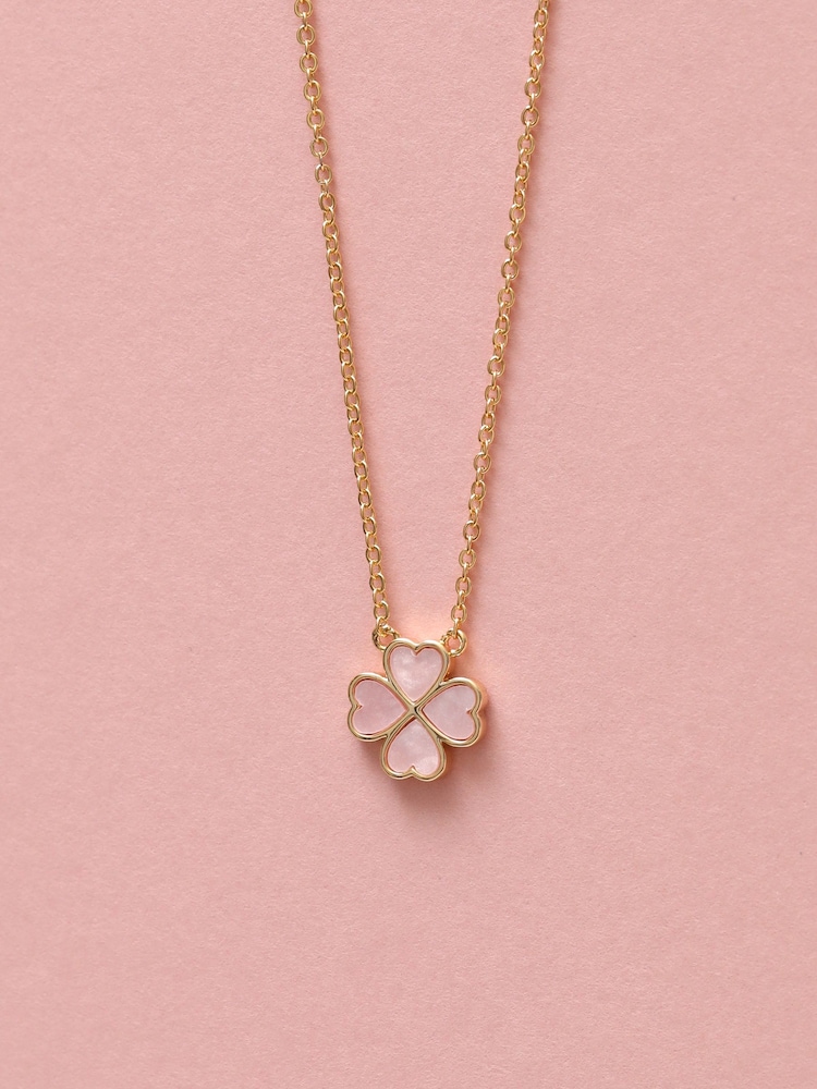 Jon Richard Pink Gold Tone Clover Heart Pendant Necklace - Image 1 of 2