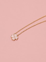 Jon Richard Pink Gold Tone Clover Heart Pendant Necklace - Image 2 of 2