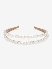 Jon Richard Cream Pearl Double Row Headband - Image 1 of 3