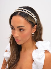 Jon Richard Cream Pearl Double Row Headband - Image 2 of 3