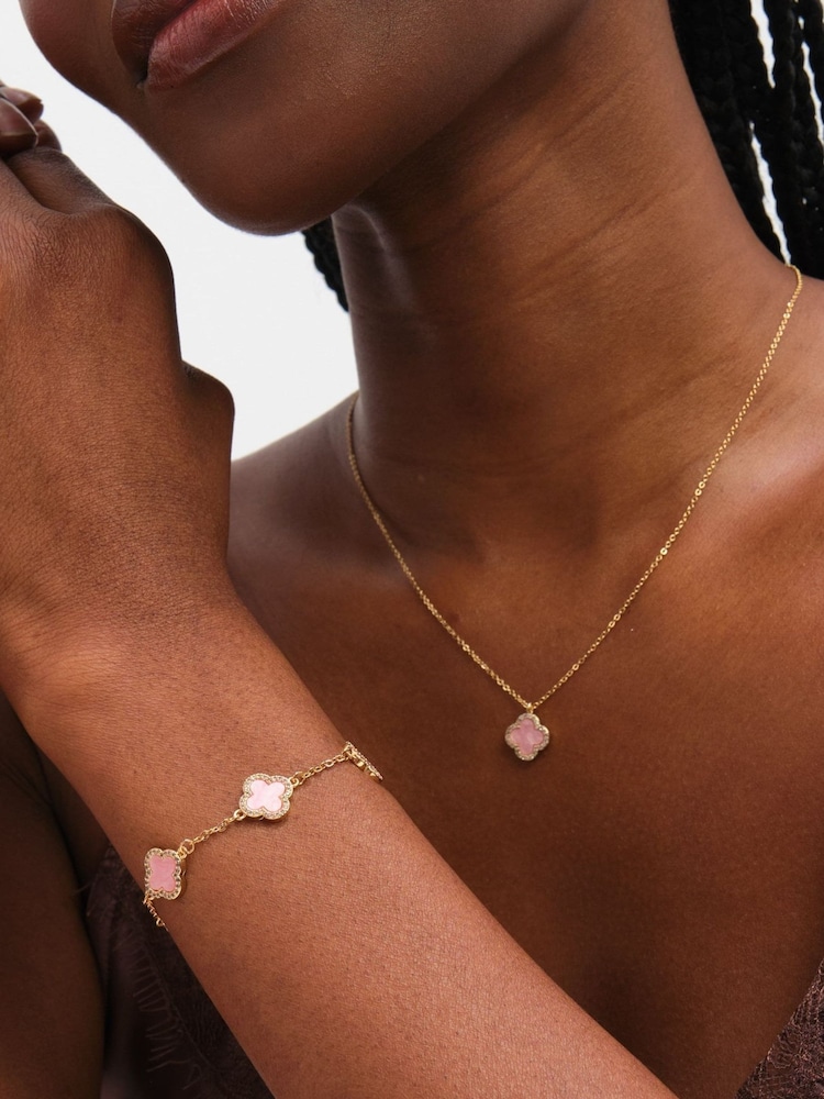Jon Richard Pink Clover Bracelet - Εικόνα 2 από 2