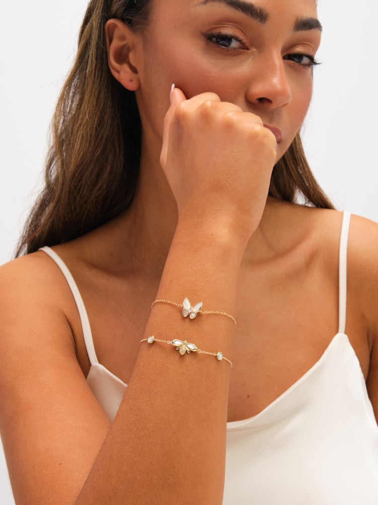 Jon Richard Gold Tone Mother of Pearl Bumblebee Bracelet - Image 2 of 3