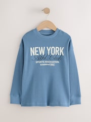 Blue Texture Long Sleeve Heavyweight Varsity T-Shirt (3-16yrs) - Image 1 of 4