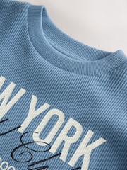 Blue Texture Long Sleeve Heavyweight Varsity T-Shirt (3-16yrs) - Image 3 of 4