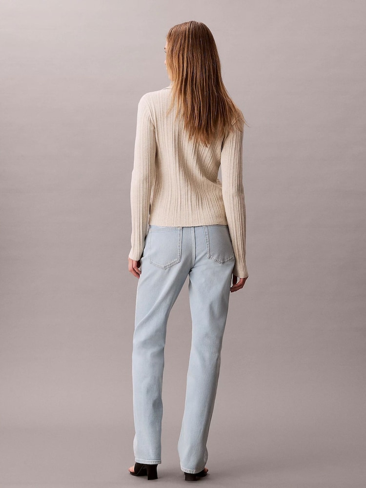 Calvin Klein Jeans Blue High Rise Straight Jeans - Image 2 of 6 Calvin Klein Jeans Blue High Rise Straight Jeans - Image 2 of 6
