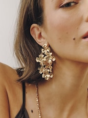 Gold Tone Floral Statement Earrings - Image 2 of 6