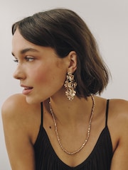Gold Tone Floral Statement Earrings - Image 3 of 6