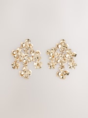 Gold Tone Floral Statement Earrings - Image 4 of 6