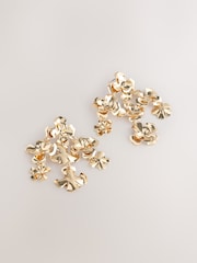 Gold Tone Floral Statement Earrings - Image 6 of 6