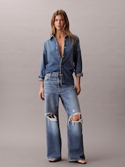 Calvin Klein Jeans Low Rise Distressed Baggy Blue Jeans - Image 1 of 6