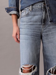 Calvin Klein Jeans Low Rise Distressed Baggy Blue Jeans - Image 3 of 6