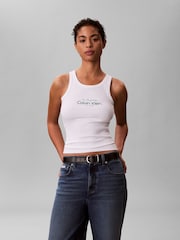 Calvin Klein White Slim Ribbed Cotton Tank Top - Image 1 of 5