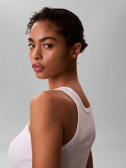 Calvin Klein White Slim Ribbed Cotton Tank Top - Image 5 of 5