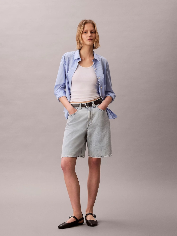 Calvin Klein Blue Denim Bermuda Shorts - Image 5 of 5 Calvin Klein Blue Denim Bermuda Shorts - Image 5 of 5