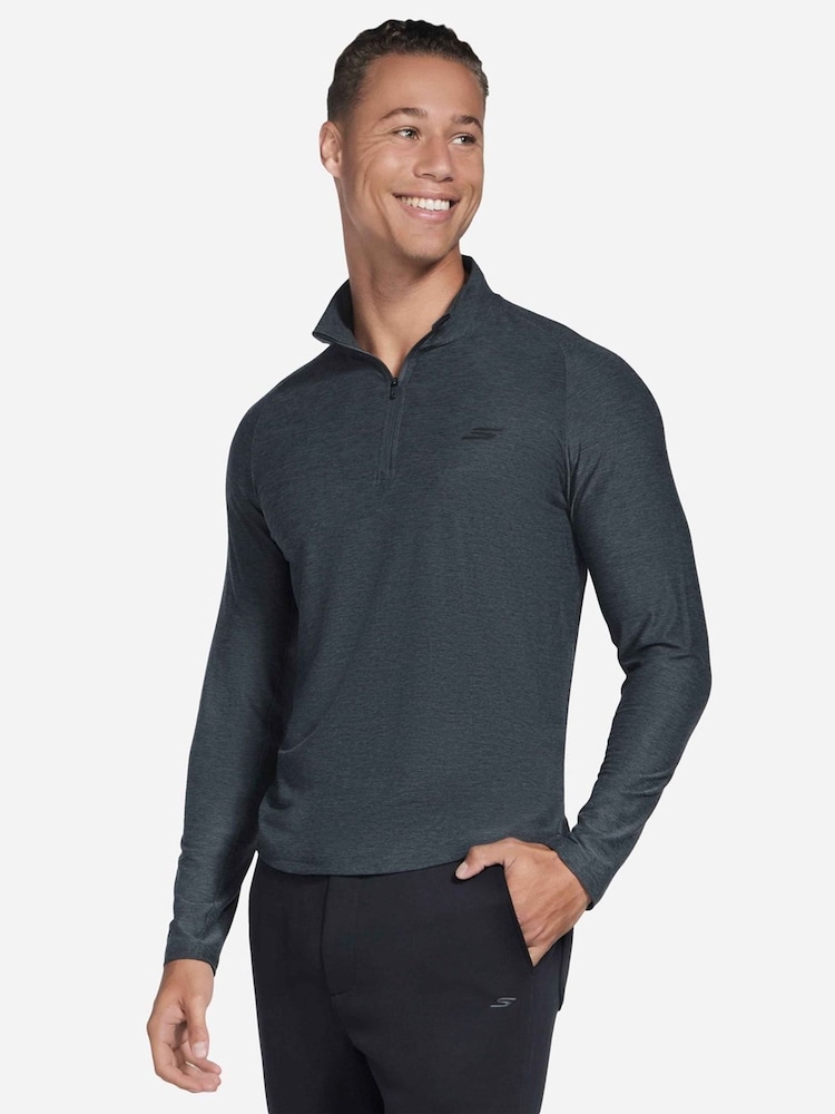Skechers Black Go Dri All Day Performance 1/4 Zip Sweat Shirt - Image 1 of 3 Skechers Black Go Dri All Day Performance 1/4 Zip Sweat Shirt - Image 1 of 3