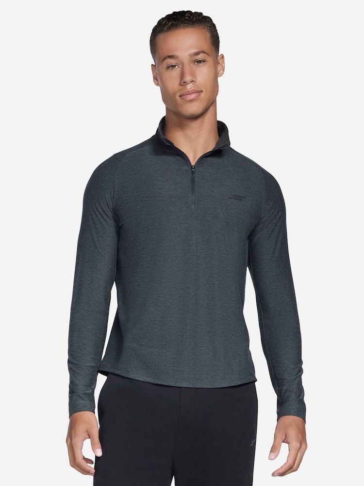 Skechers Black Go Dri All Day Performance 1/4 Zip Sweat Shirt - Image 3 of 3 Skechers Black Go Dri All Day Performance 1/4 Zip Sweat Shirt - Image 3 of 3