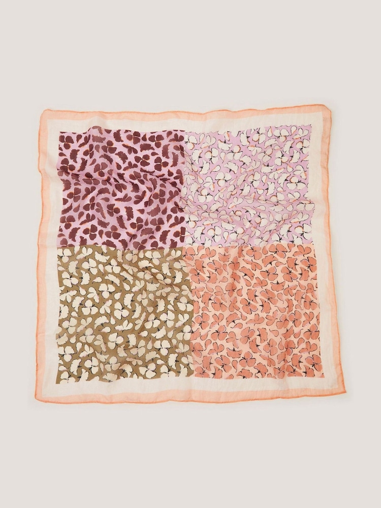 Monsoon Cream Milo Square Floral Silk Scarf - Image 1 of 2