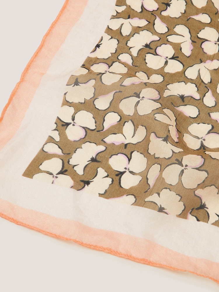 Monsoon Cream Milo Square Floral Silk Scarf - Image 2 of 2