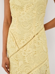 Monsoon Yellow Gianna Sleeveless Lace Midi Dress - Image 2 of 5