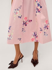 Monsoon Pink Amber Puff Sleeve Floral Midi Dress - Image 3 of 5