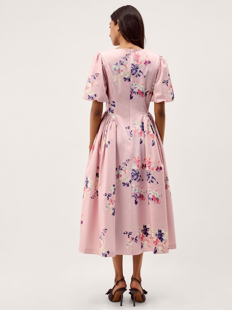 Buy Monsoon Pink Amber Puff Sleeve Floral Midi Dress from Next Gibraltar