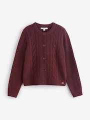 Kastanienbraun - Laura Ashley Strickjacke mit Zopfmuster - Bild 2 von 4