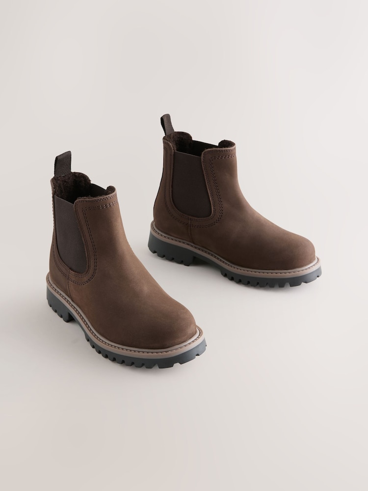 Brown Wide Fit (G) Borg Lined Chelsea Boots - Image 1 of 5