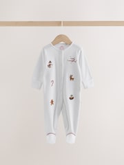White Baby Christmas Sleepsuits 3 Pack (0mths-2yrs) - Image 6 of 14