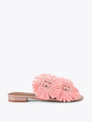 Kurt Geiger London Pink Raffia Buckle Flat Sandals - Image 1 of 4