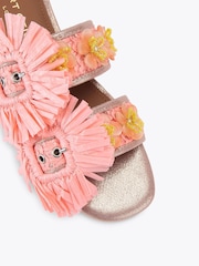 Kurt Geiger London Pink Raffia Buckle Flat Sandals - Image 3 of 4