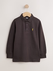 Chocolate Brown Stag Long Sleeve Polo Shirt (3-16yrs) - Image 1 of 4