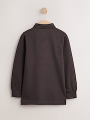 Chocolate Brown Stag Long Sleeve Polo Shirt (3-16yrs) - Image 2 of 4