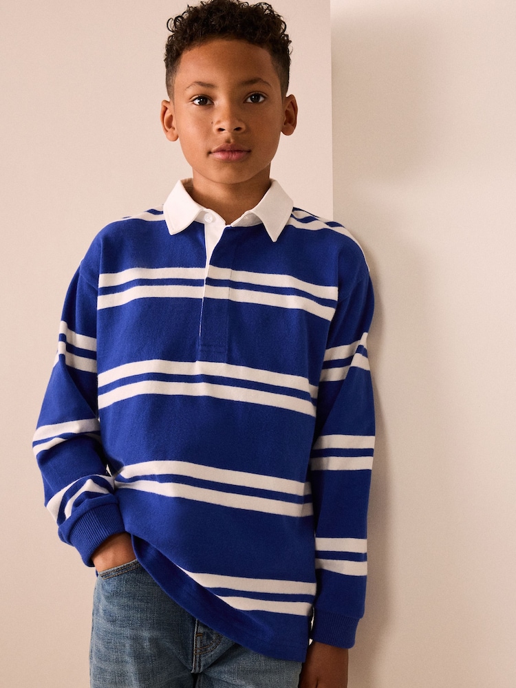 Cobalt Blue Rugby Polo Shirt (3-16yrs) - Image 1 of 2 Cobalt Blue Rugby Polo Shirt (3-16yrs) - Image 1 of 2