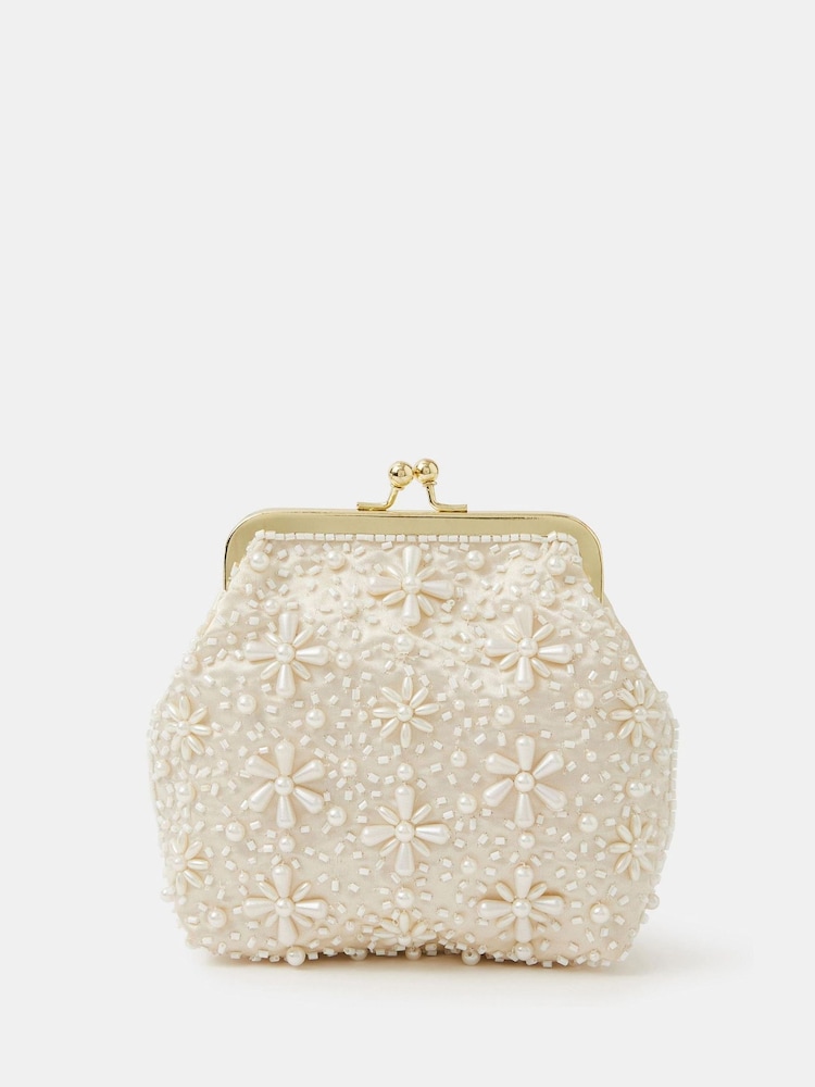 Angels By Accessorize Natural Pearl Flower Clip Frame Bag - Image 1 of 2