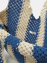 Accessorize Blue Macrame Tote Bag - Image 3 of 3