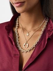 Accessorize Gold Tone Horseshoe Pendant Layered Necklaces 2 Pack - Image 1 of 2