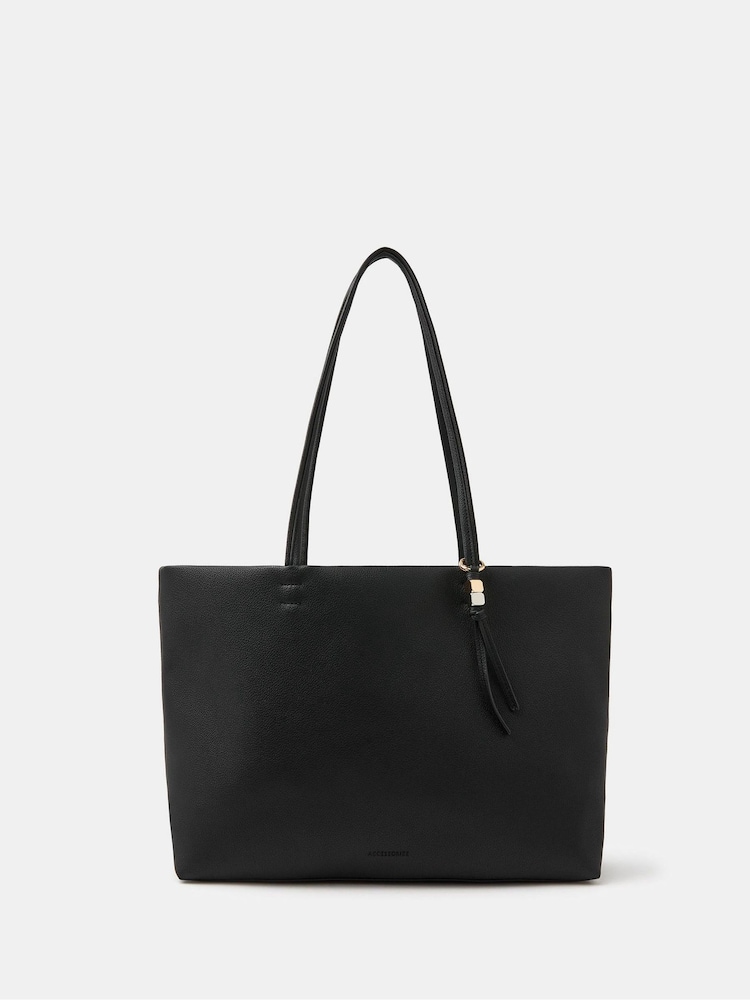 Accessorize Black Charm Faux Leather Tote Bag - Image 1 of 3