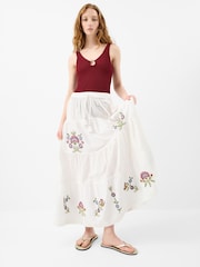 Accessorize Floral Embroidered Tiered Maxi Skirt - Slika 1 od 4