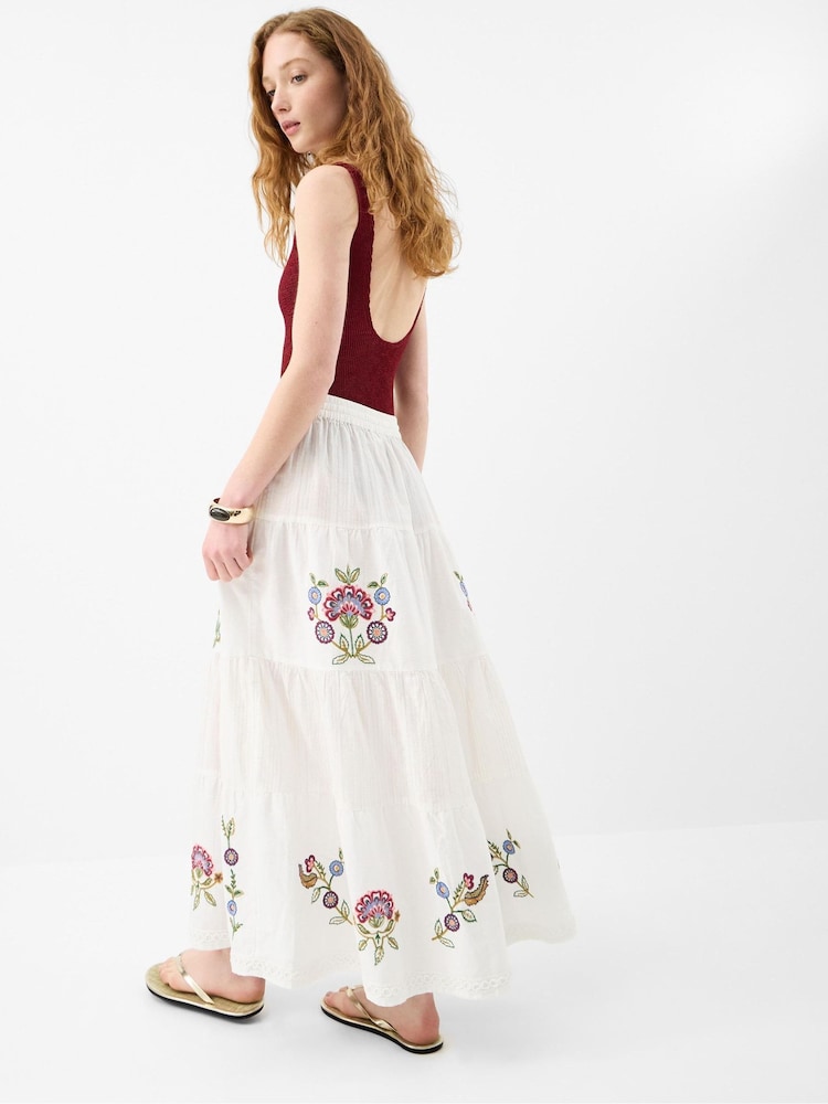 Accessorize Floral Embroidered Tiered Maxi Skirt - Slika 2 od 4