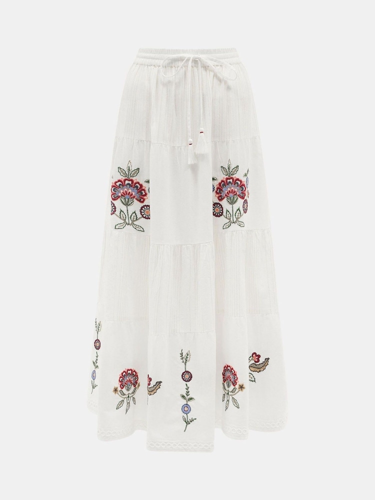 Accessorize Floral Embroidered Tiered Maxi Skirt - Slika 4 od 4