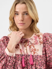 Accessorize Pink Floral Print Long Sleeve Midi Dress - Image 2 of 4