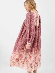 Accessorize Pink Floral Print Long Sleeve Midi Dress - Image 3 of 4