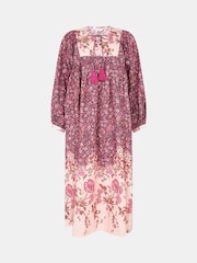 Accessorize Pink Floral Print Long Sleeve Midi Dress - Image 4 of 4