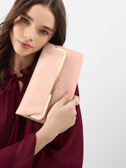 Accessorize Pink Fold Over Clip Frame Clutch Bag - Image 1 of 3