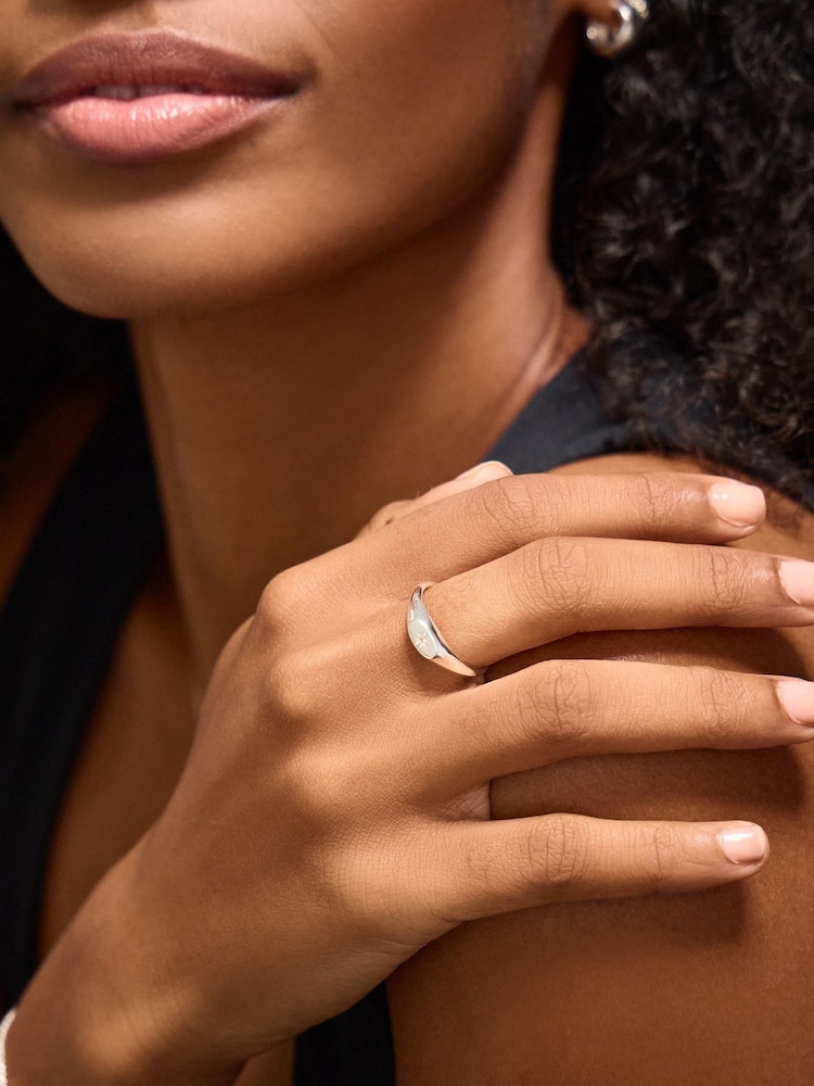 Accessorize Silver Tone Diamante Signet Ring - Image 2 of 2 Accessorize Silver Tone Diamante Signet Ring - Image 2 of 2